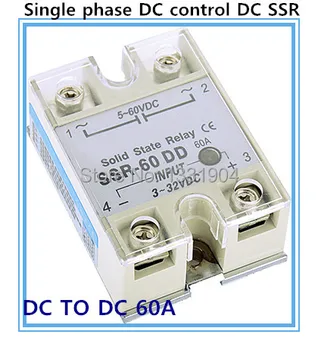 

Free shipping Single phase solid state relay DC control DC SSR-60DD 60A SSR relay input 5-60V DC output 3-32V DC