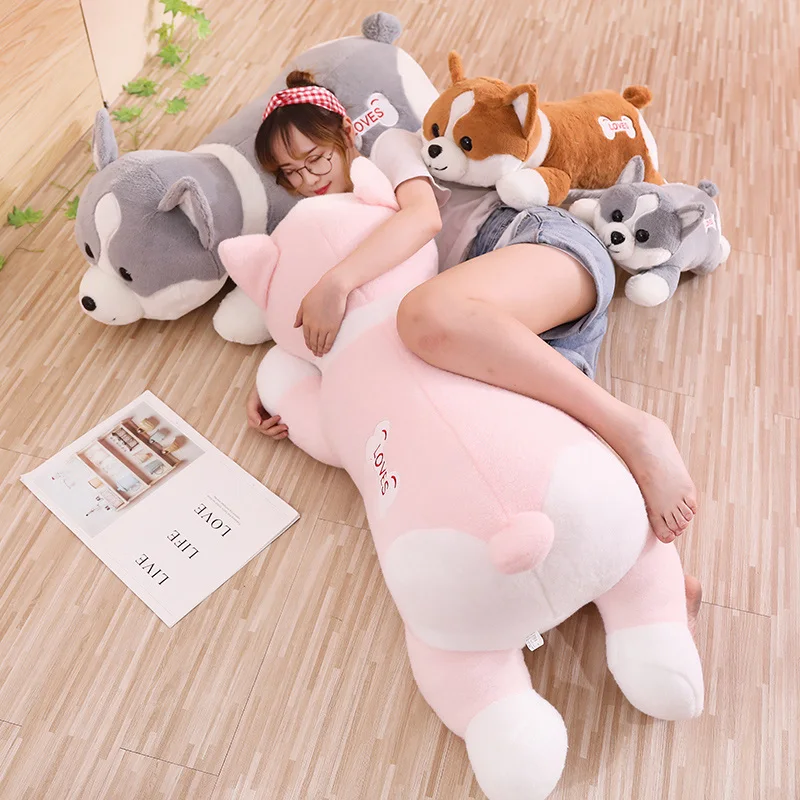 60/80cm Lovely Corgi Dog Plush Toy Stuffed Soft Animal Cartoon Pillow Best Gift for Kids Children