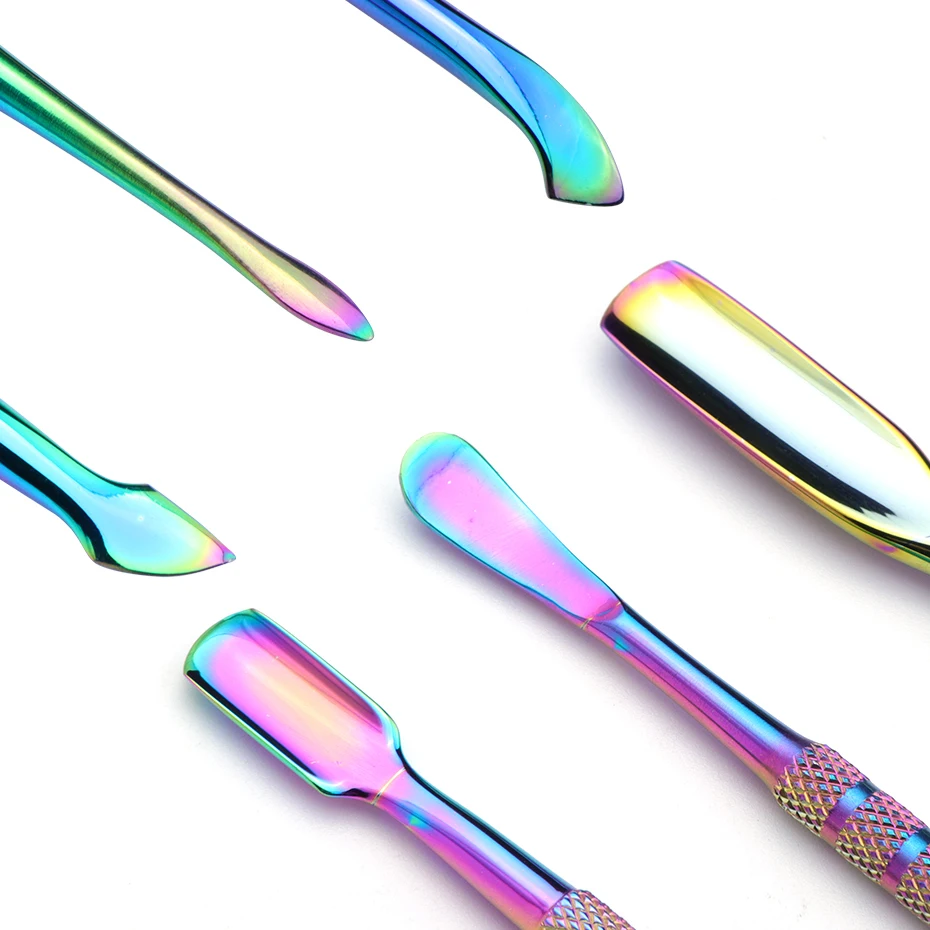 1pcs Chameleon Stainless Steel Cuticle Nail Pusher Rainbow Double Sided UV Gel Dead Skin Removal Sticks Manicure Care Tool LA062 (11)