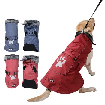 

Big Dog Winter Jacket Coat Thicken Waterproof Dog Clothes Windbreaker Labrador Husky Clothing With Warm Fur Collar S-XXXL Size