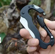 Survival Camping Hiking 5 in 1 Aluminum Climbing Carabiner Hook Gear Multi Tool Buckle Rock Lock Free Shipping
