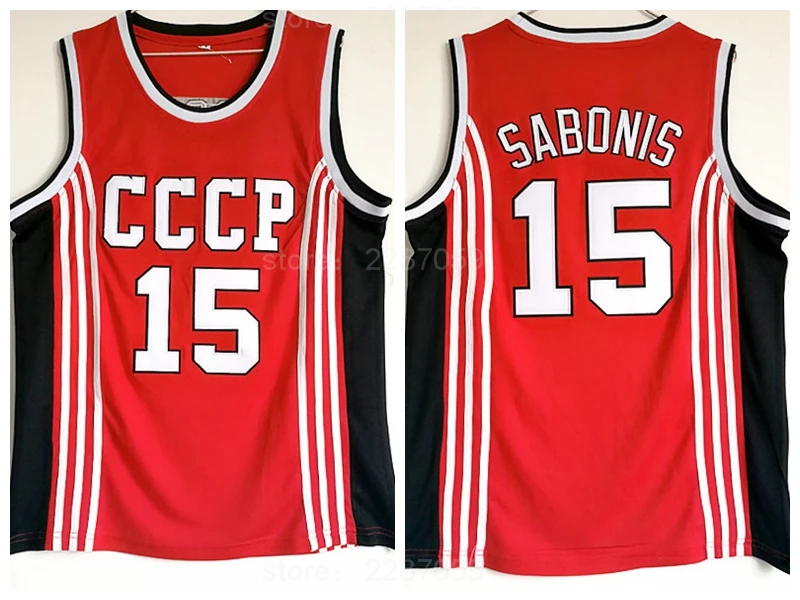 

Ediwallen Cheap 15 Arvydas Sabonis Jersey Red Color Basketball Vintage CCCP Team Russia Jerseys All Stitched High Quality