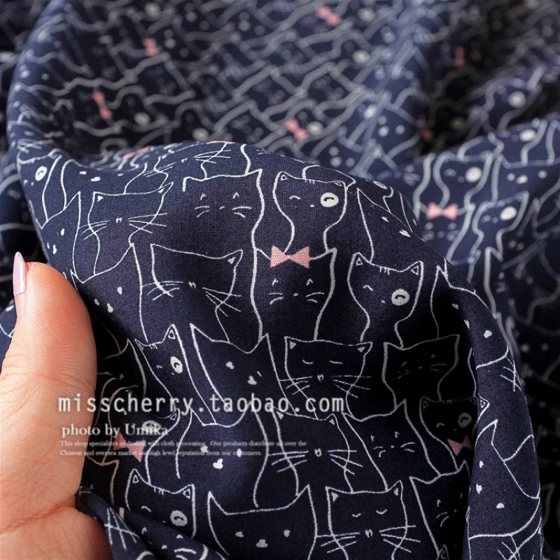 140x50cm Viscose fabric Bow cats Purplish Blue Bottom TSUMUGI Cotton
Cloth, diy summer clothes Clothing Pajamas Lining