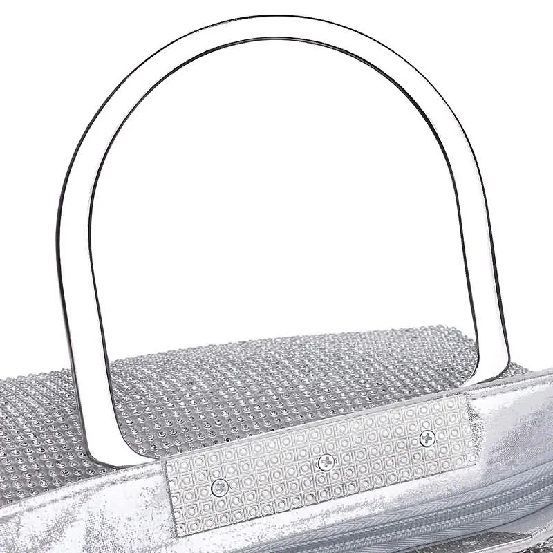 KDROR Large Silver Evening Clutch Bags Detail View