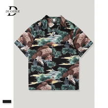 Новые мужские рубашки с короткими рукавами Летние повседневные трендовые мужские пляжные Гавайские рубашки китайский орел печать свободные хип хоп топ одежда
