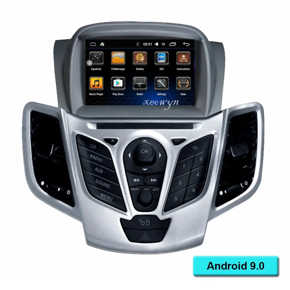 Четырехъядерный android 9,0 автомобильный dvd-плеер gps для Ford Fiesta 2009 2010 2012 2013 навигация в тире стерео радио