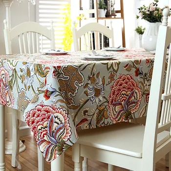 

BALLE 100% Cotton Tablecloths Rectangular Thick Table Cloth Banana Leaf Table Cover Home Decorative Dinning