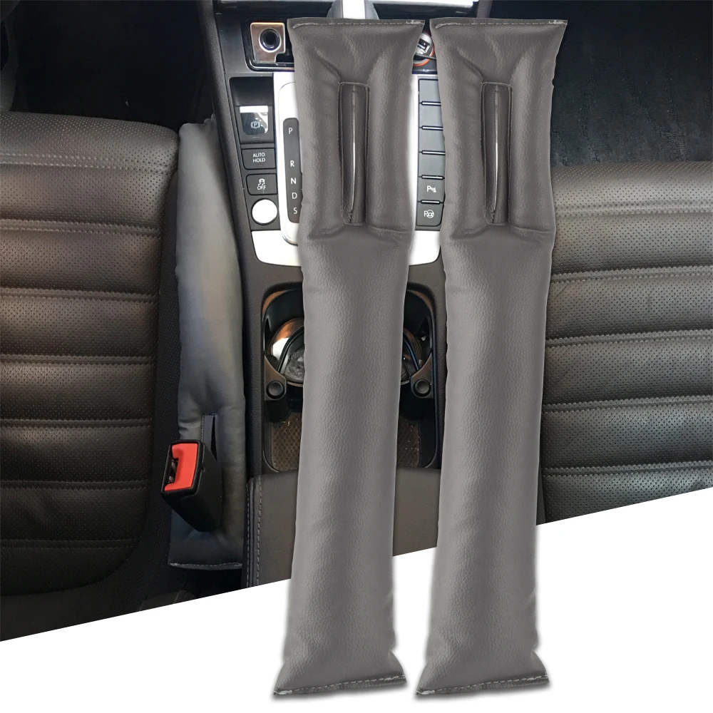 2pcs PU Leather Cotton Car Seat Gap Filler Auto Seat Gap Stopper Leak