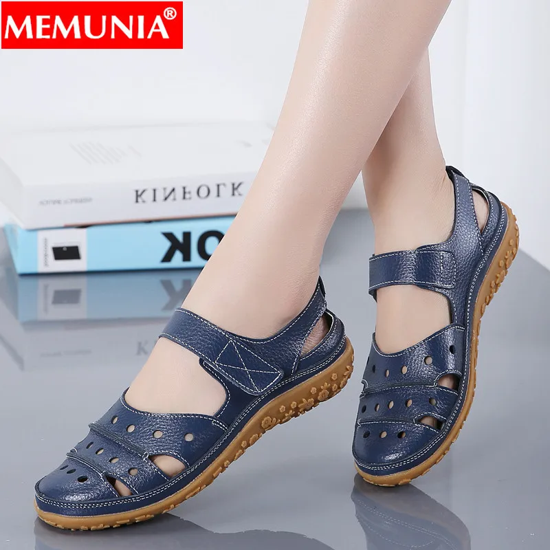 

MEMUNIA 2020 new summer sandals round toe casual ladies shoes simple Hollowing out leisure flat with women sandals big size