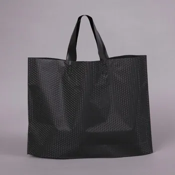 

Black Thick Plastic Clothes Shopping Bag with Handle, Plastic Boutique Shoes Gift Packaging Bag, 50 Pack
