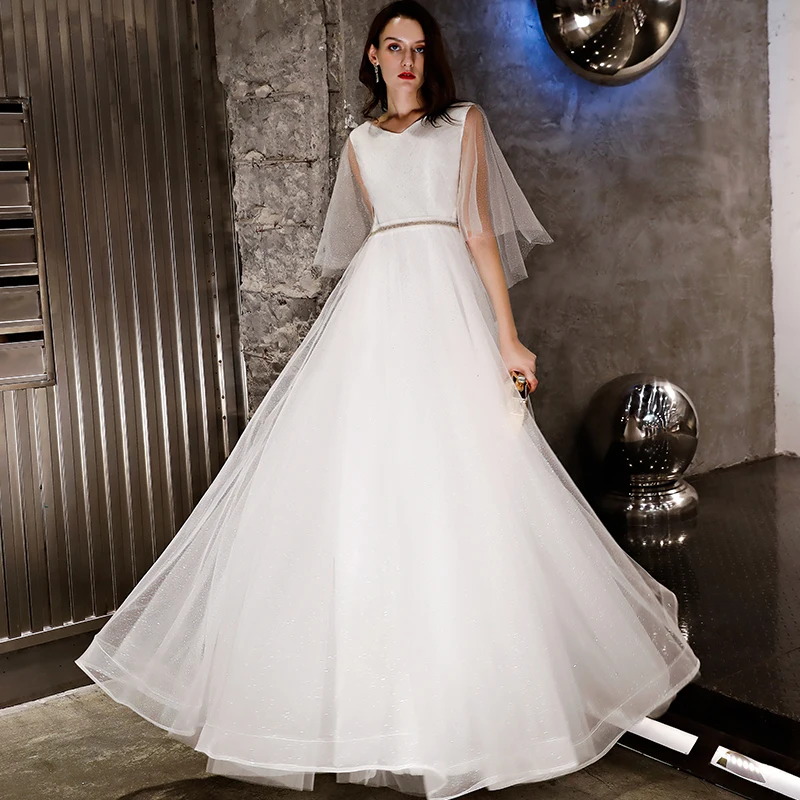 Beauty Emily Long White Lace Evening Dresses 2019 for Women Plus Size A line Wedding Party Prom Dresses Beauty Emily Long White Lace Evening Dresses 2019 for Women Plus Size A line Wedding Party Prom Dresses