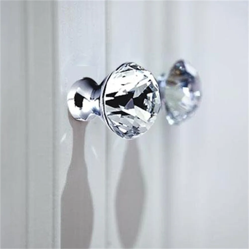 

2 Pcs Fashion Diamond Shape Crystal Knobs Cabinet Knob Cupboard Drawer Pull Handle Door Knob Home Furniture Accessories