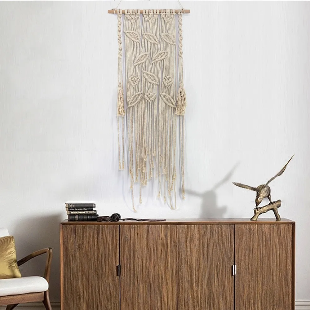 

New Knitting Bohemia Hanging Wall Tapestry Handmade Cotton Tassel Tapestries Indian Handmade Wedding Ceremony Backdrop Wall Art