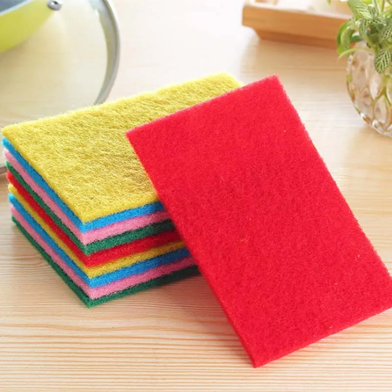 New Clean 10pcs Kitchen Home Scouring Scour Scrub Cleaning Pads Random Color Strong Decontamination Dish Towels