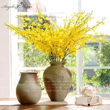 Европейский сельский стиль 9 букет/лот желтый и белый шелк Танцующая леди Орхидея пол цветок украшение дома