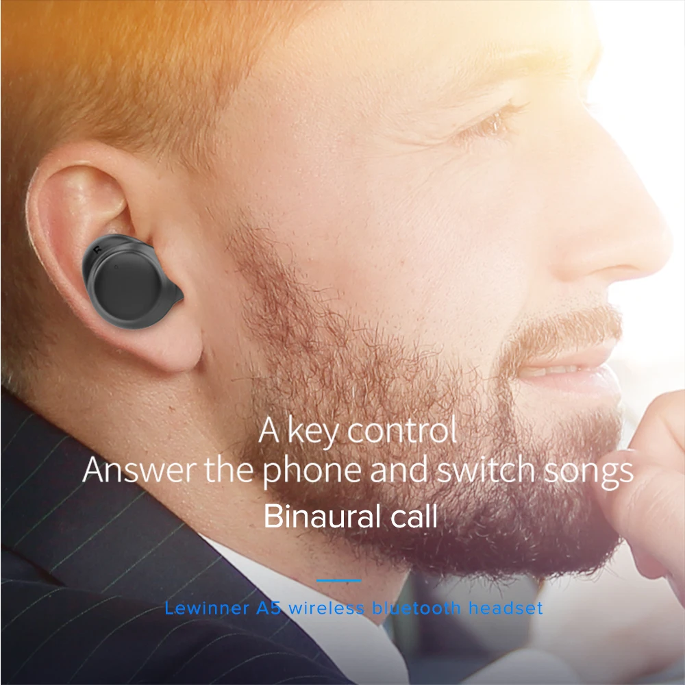 Lewinner A5 Bluetooth 5 0 беспроводные наушники TWS спортивные свободные руки гарнитура для