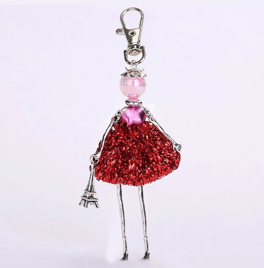 YLWHJJ женский кукольный брелок для ключей милое платье подвеска принцессы Крылья Ангела Серебряный мусор брелок для ключей для девочек модное ювелирное изделие - Цвет: Photo Color