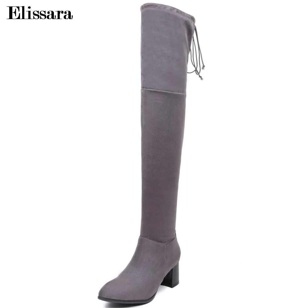 

Elissara Women's Winter Boots Women Med Heel Over The Knee Boots Women Zip Thigh High Boots Shoes Plus Size 33-45