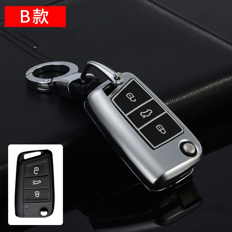

Luminous button Alloy car key cover case ring chain shell For VW GOLF 4 5 6 7 Passat B5 B6 Polo Bora Scirocco Jetta MK6 Mk7