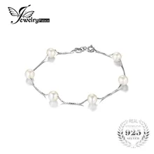 Jewelrypalace ronda 6.5mm cultivadas de agua dulce perla enlace strand pulsera de los granos 925 de plata de ley 2016 de joyería fina para las mujeres