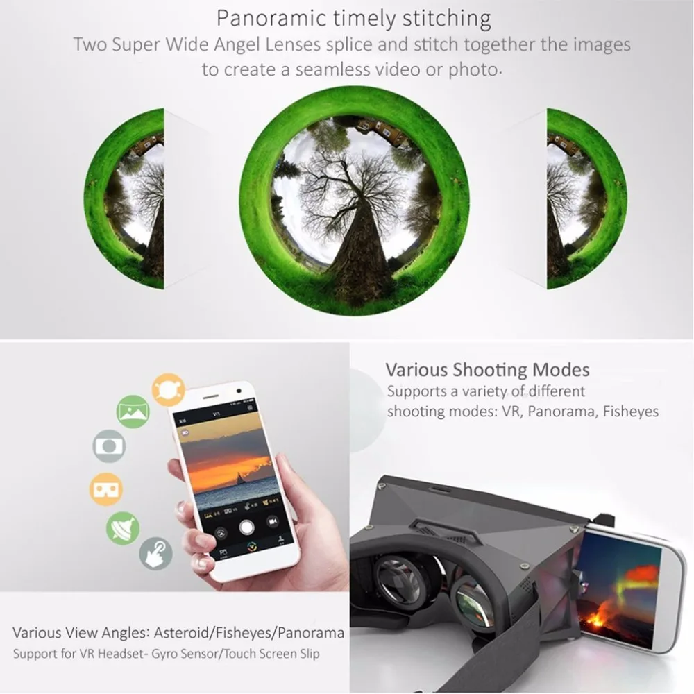 T-750 панорамная камера с углом обзора 720 градусов, HD видео камера с двойным широким объективом для Android, беспроводная камера VR для занятий спортом на открытом воздухе