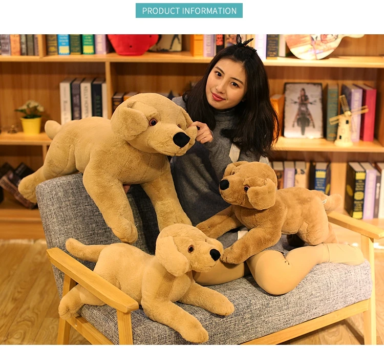 Dorimytrader Pop Simulation Animal Labrador Plush Toy Giant Stuffed Cartoon Golden Retriever Dog Doll Pillow for Baby Birthday Gift 31inch 80cm DY50448 (2)