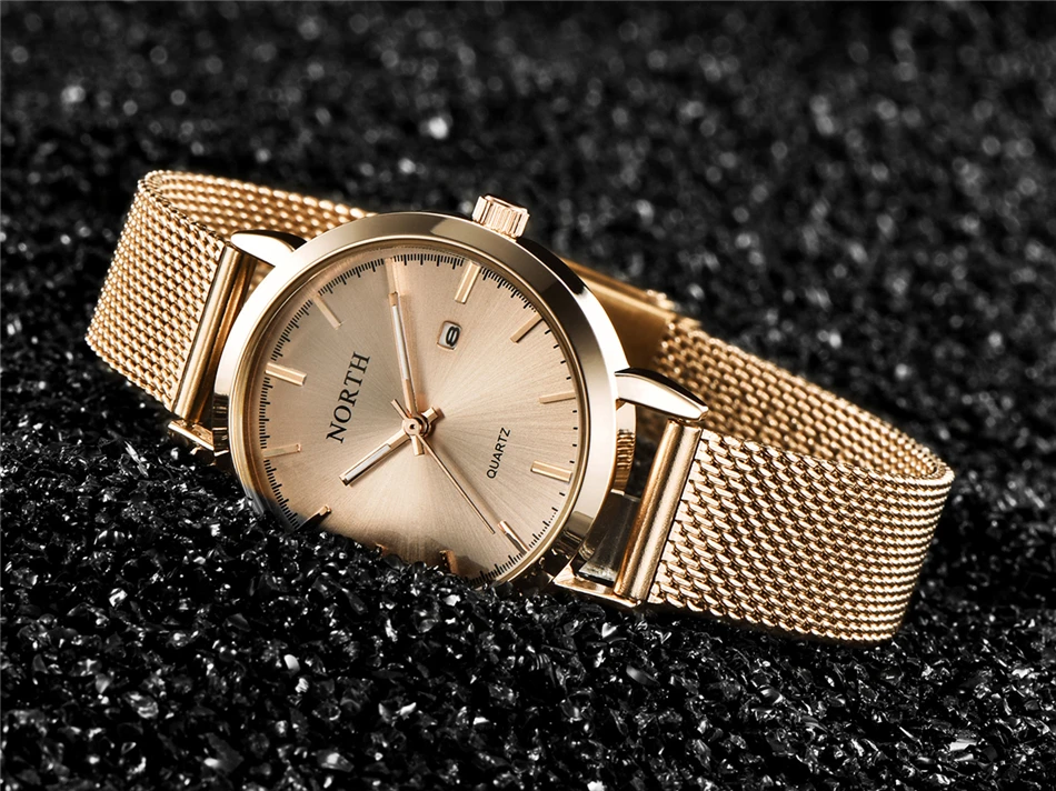 NORTH женские часы люксовый бренд кварцевые часы Женская мода платье Авто Дата Водонепроницаемый браслет женские часы жена Reloj Mujer
