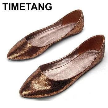 

TIMETANGSuper Light Bursts of Comfortable Flat Bottom Shoes Spring Single Shoes Pointed Shallow Mouth Boat Shoes Plus Size 35-41