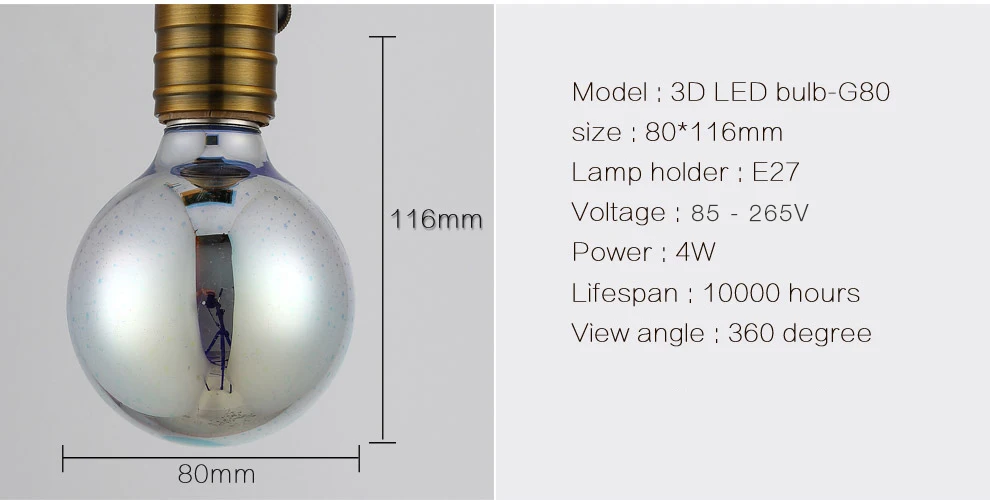 E27 3D лампа светодиодный RGB светильник, украшение на Рождество, лампа A60 ST64 G80 G95 G125 флакон со стразами Сердце Череп 110V 220V светодиодный лампы