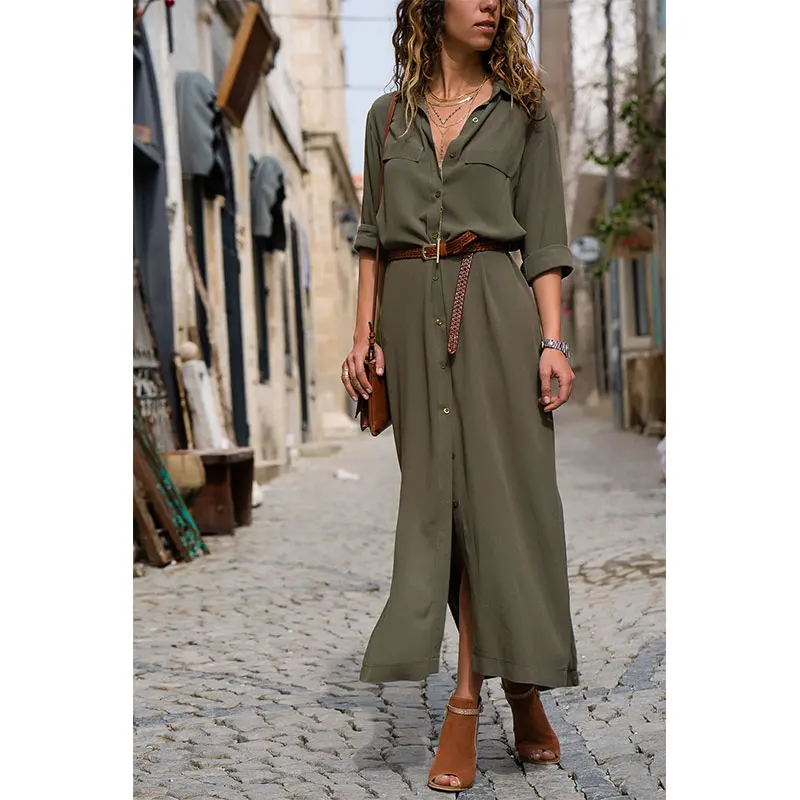 

Dress Women New Fashion Women Casual Long Dress Women Autumn Winter Long Sleeve Button Shirt Maxi Dresses Ladies Vestido D20