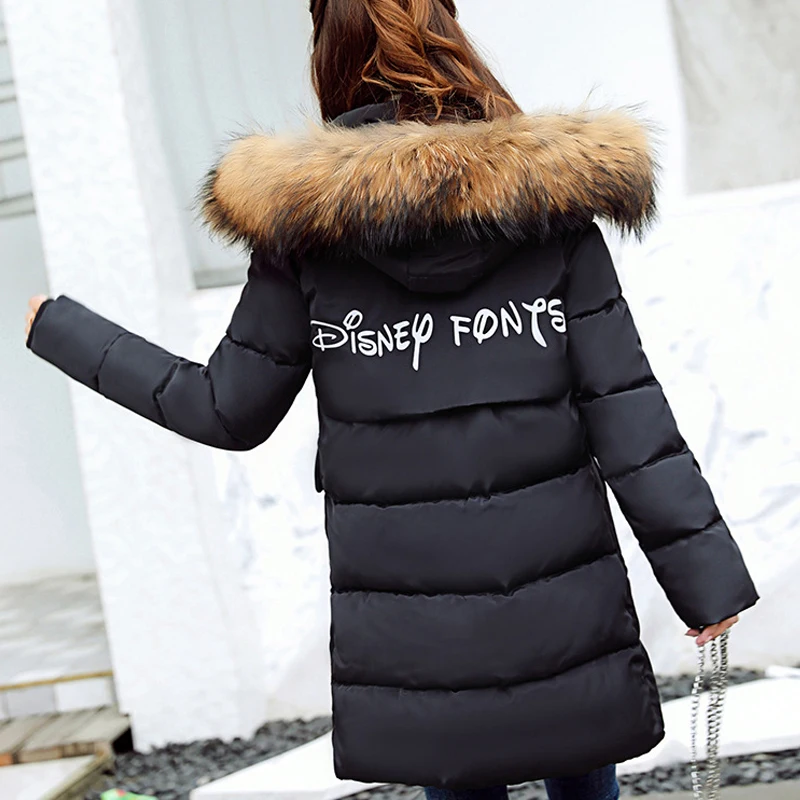 Geckoistail 2018 Winter Women Hooded Coat Parka Fur collar Thicken Warm Long Jacket Female Plus size 3XL Slim Outerwear parkas Coats