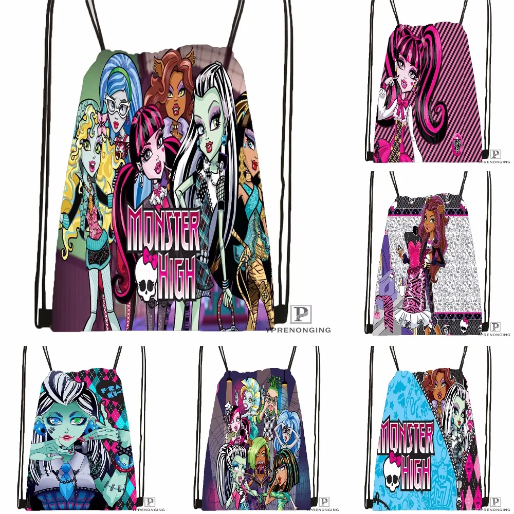 CustomMonster High походная сумка на шнурке милый рюкзак дети ранец(черная спина) 31x40 см#180531-04-14