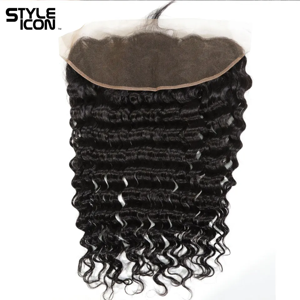 Styleicon Hair Loose Deep Wave Bundles with Frontal Indian Deep Wave Frontal with Bundles Human Hair Weaves with Closure 13x4