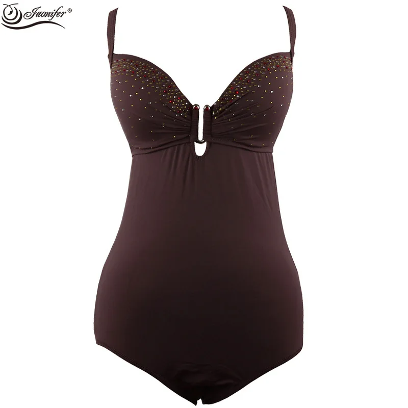 Coffee Hot Drilling Big Size Plus Fertilizer Steel Bracket Conjoined Triangle Women's Bathing Suit | Спорт и развлечения