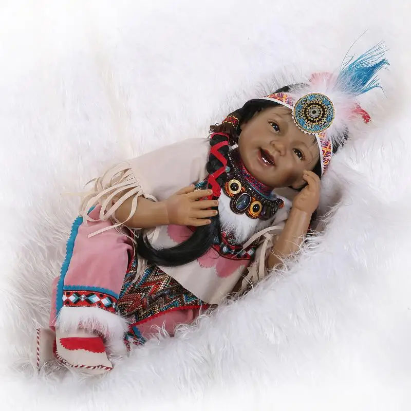 Коричневый 2" 53 см силиконовый для новорожденных Reborn Baby кукла Boneca Игрушки для девочек Детские Рождественские подарки Juguetes - Цвет: Коричневый