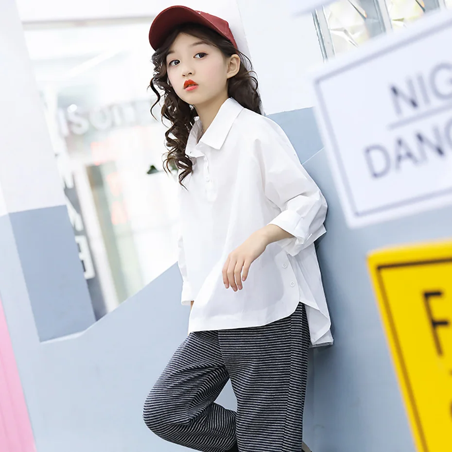 

Blouse For Girls Long Sleeve Teen Girls Blouse For School 6 8 12 Years White Shirt Girl Casual Kids Clothes Autumn Child Shirts