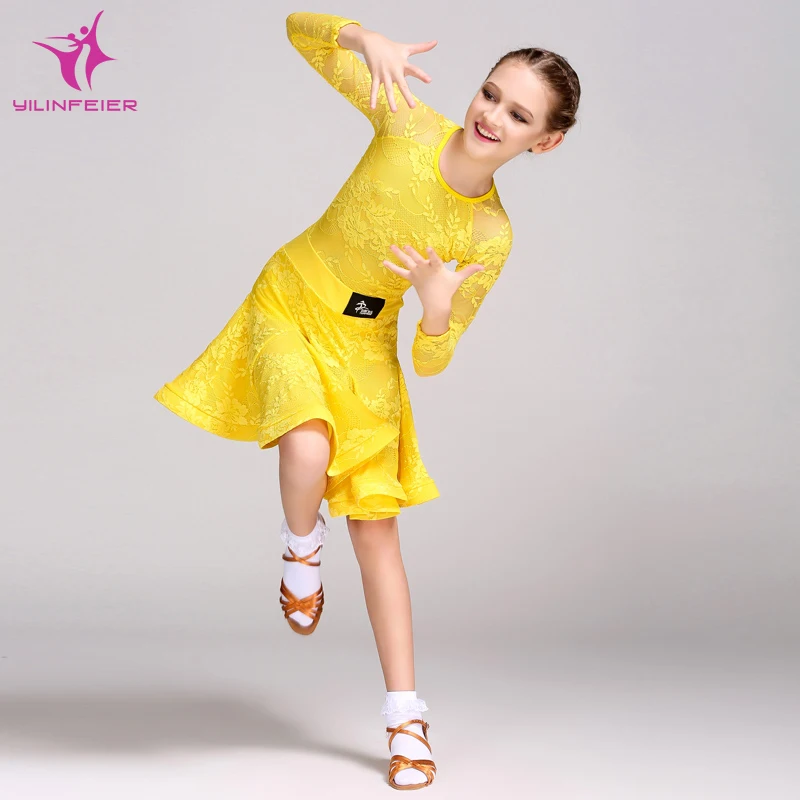 

YILINFEIER FY1028 Kids Girls Modern Dance Costume Waltzing Tango Foxtrot Quickstep Dancing Dress Ballroom Costume