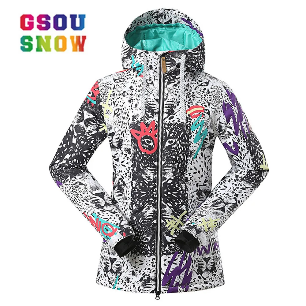 GSOU الثلوج النساء سترة تزلج تنفس الفتيات سترة الثلج للماء عالية-Q التزلج على الجليد الدافئة سترة الإناث يندبروف