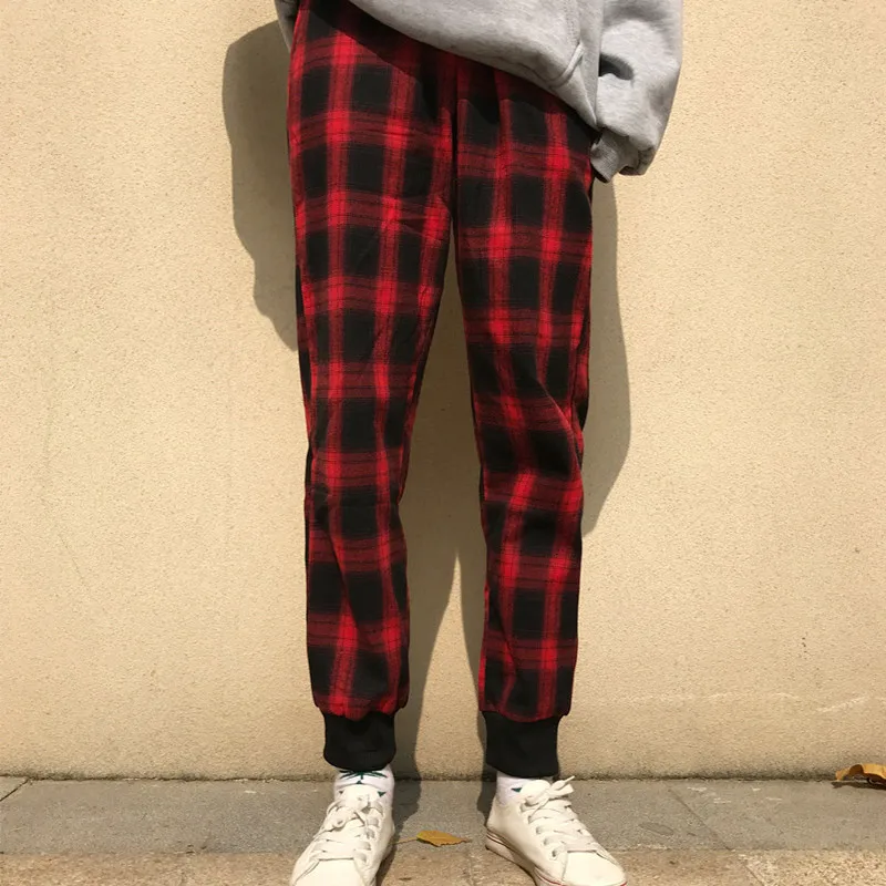 

Plaid High Waist Women Long Pants Black Red Checkered Loose Casual Female Harem Pant 2019 New Autumn Streetwear Ladies Trousers