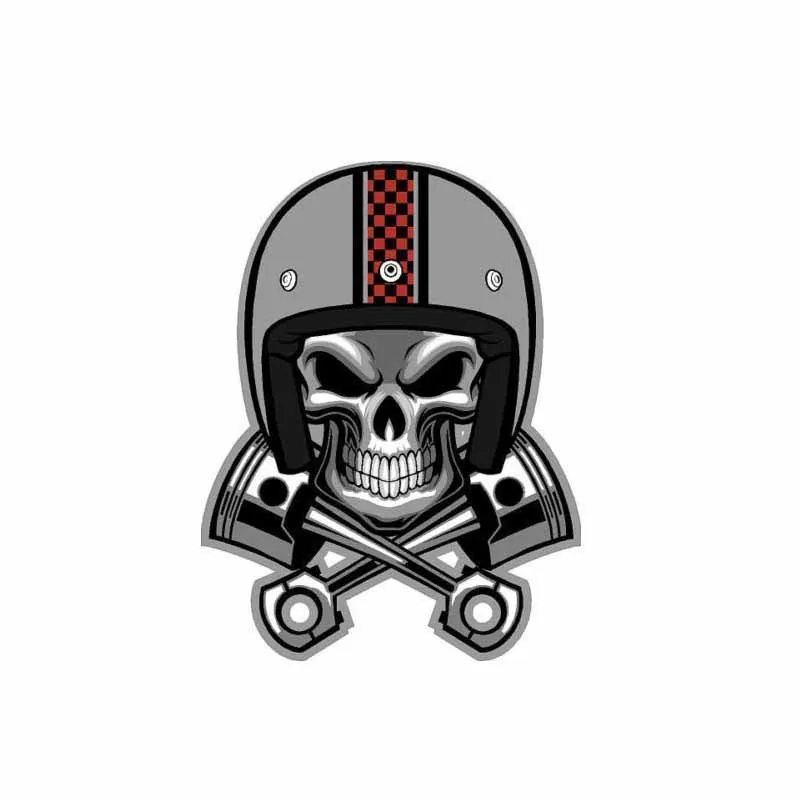 

9.5CM*12.6CM Creative Cafe Racer Skull Pistons Helmet Car Sticker Decal PVC 6-0088