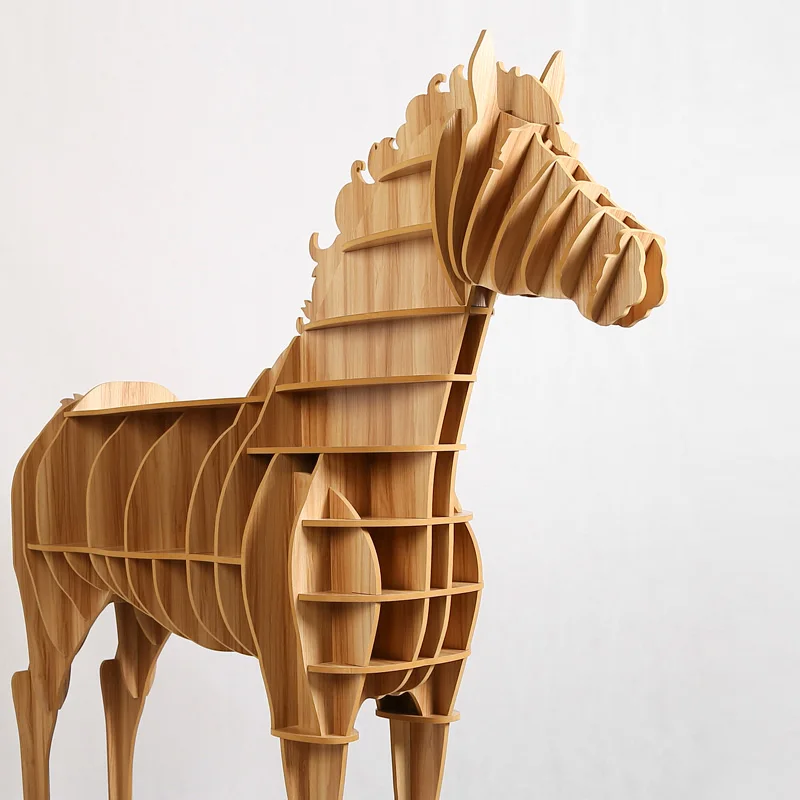 High-end 9mm Horse Desk Horse Coffee Table Wooden Horse Furniture Shelves Bookcases TM013M