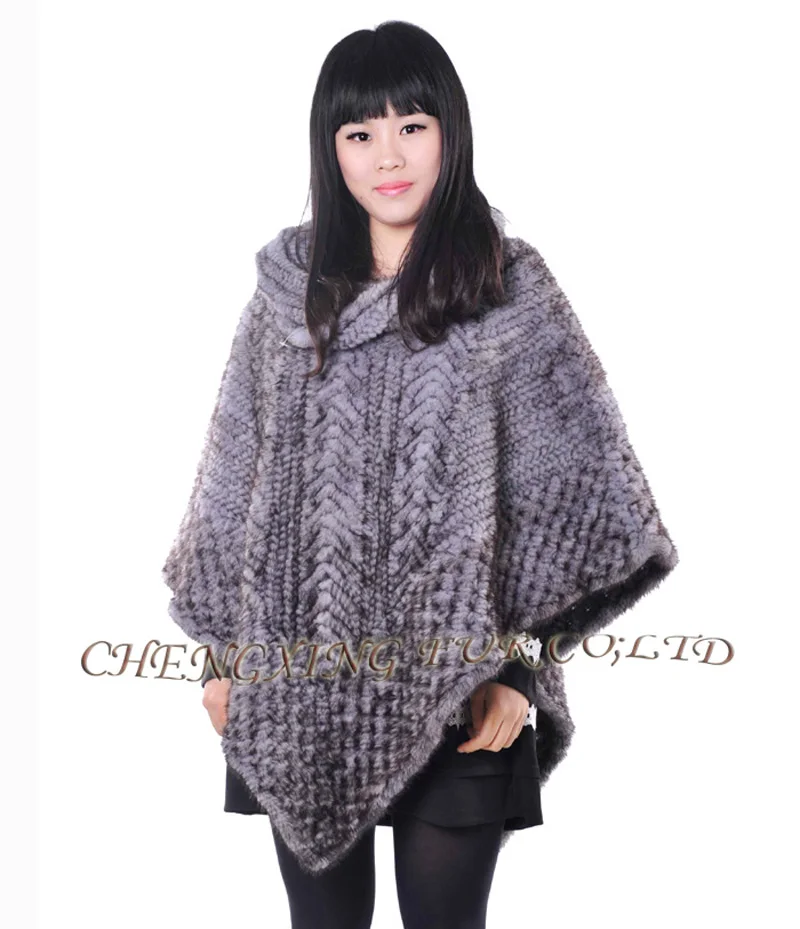 

CX-B-M-33A Genuine Knitted Mink Fur Poncho/Cape