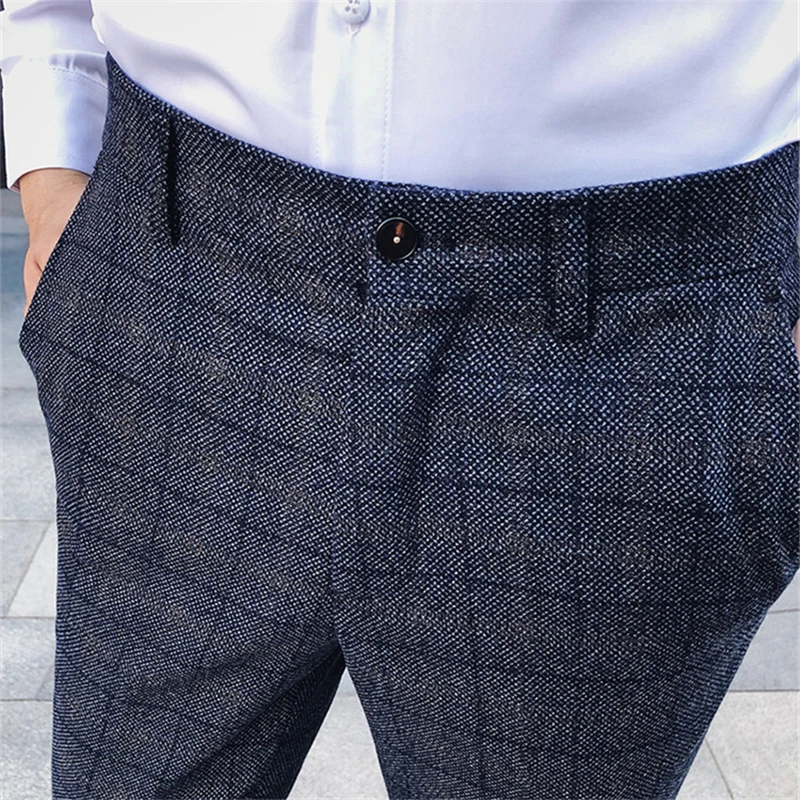 men dress pants Business Casual mens plaid pants Asia size 29 30 31 32 33 34 35 men trousers
