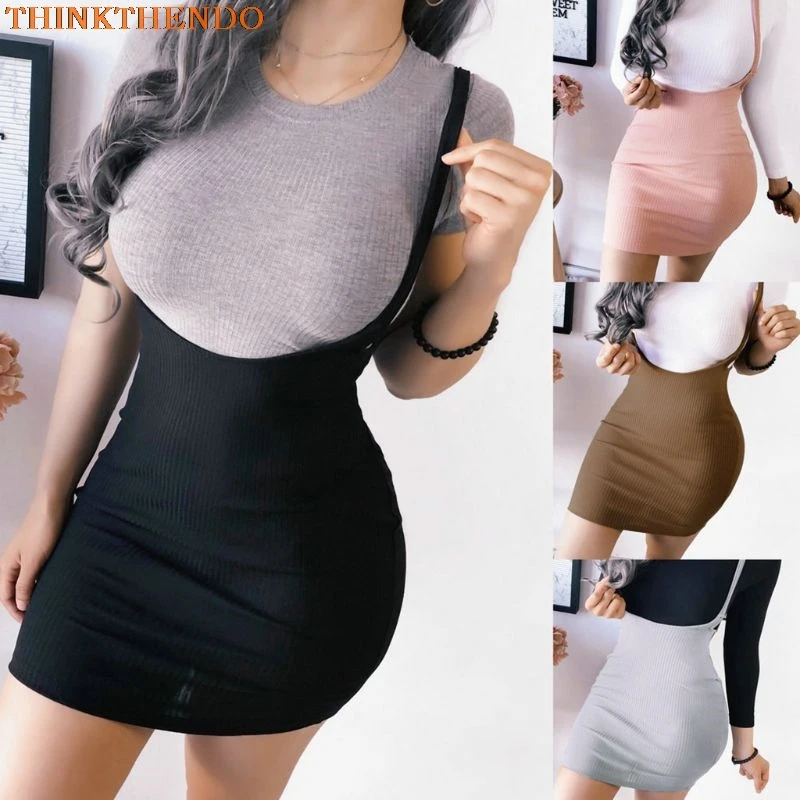 

Women Bandage Bodycon Spaghetti Strap Sleeveless Pinafore Skirt Mini Vest Dress