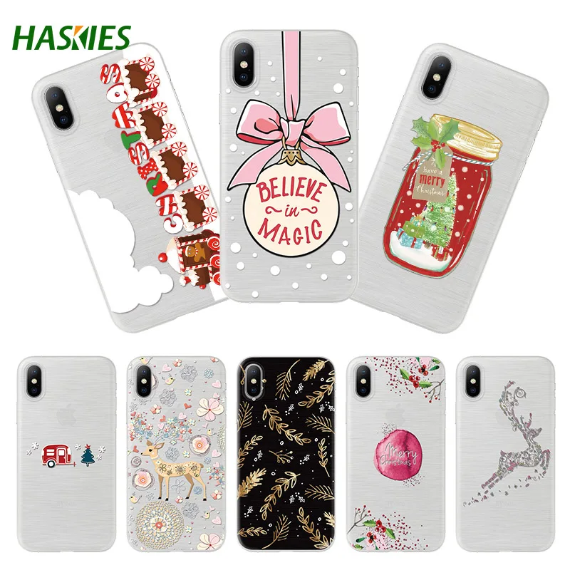 

Merry Christmas Winter Cases for iPhone X 5 5S SE 6 6S 8 7 Plus 7Plus 8Plus Case 3D Relief Patterned Emboss Soft TPU Coque Cover