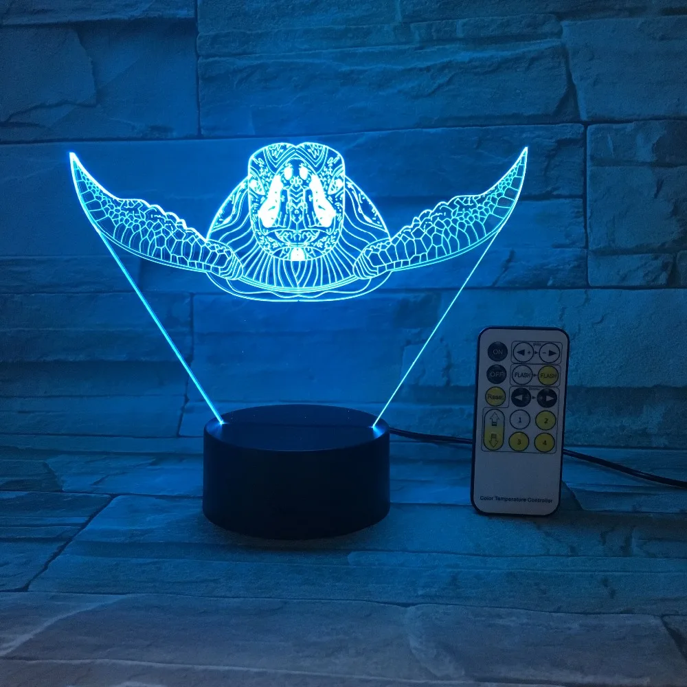 Remote Touch Control Sea Turtle 3D LED Lamp 5V USB Light 7 Colors