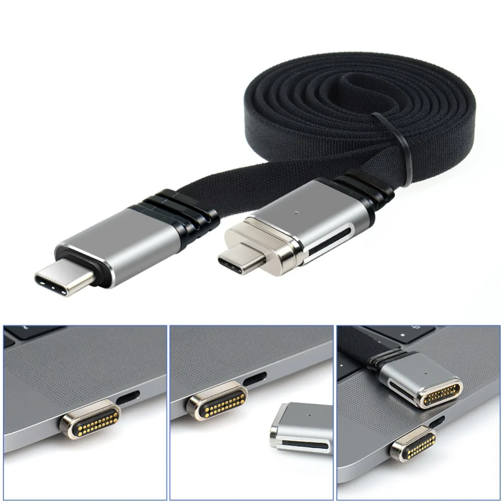 Новинка, 20 контактов, магнитный USB C кабель, 120 см, Магнитный адаптер, USB C 3,1, type-C, USB C 3,1, 5A, 60 Вт, быстрая зарядка