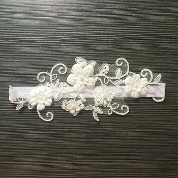 

Wedding Garter Embroidery Flower Beading White Sexy Garters for Women/Female/Bride Gauze New Thigh Ring Bridal Leg Garter 5313