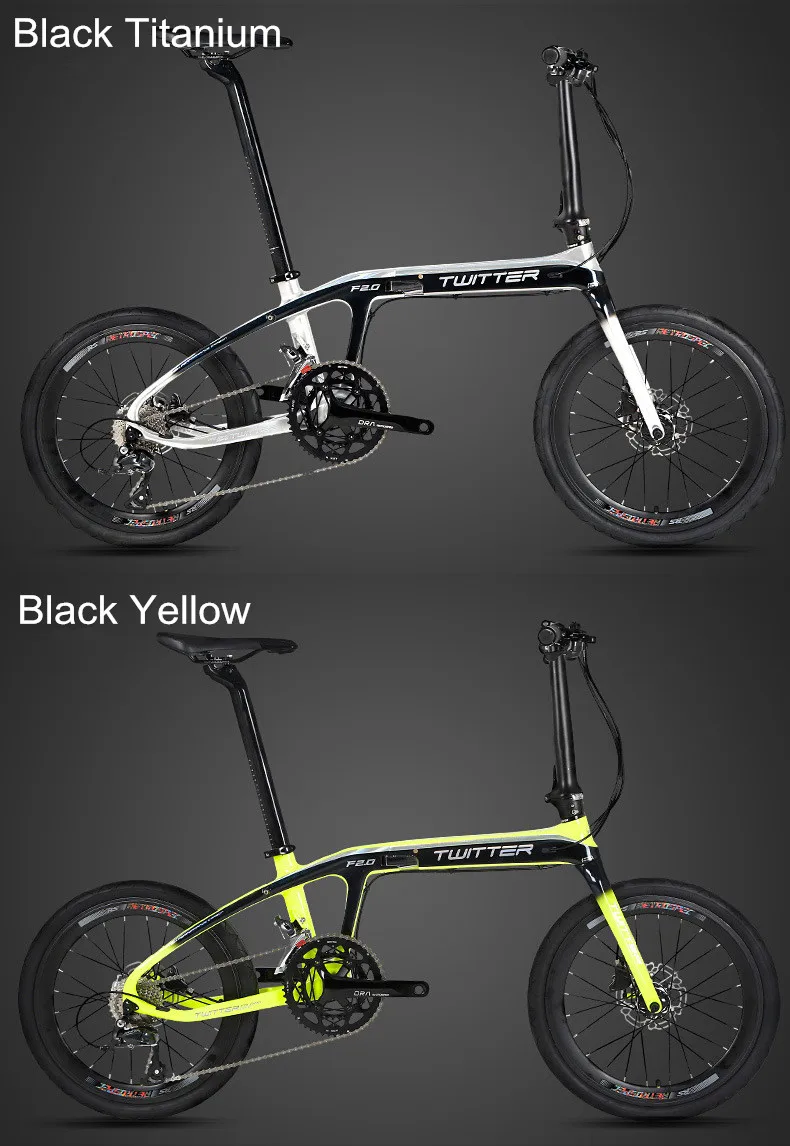 Cheap F2.0 carbon fiber folding bike BMX 20 inch 16 speed 18 speed double disc brake light portable bike 15