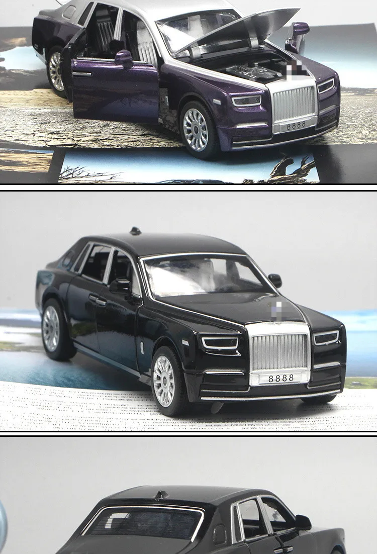 1:32 Scale Rolls Royce Alloy Diecast Metal Car Model Sound Light Pull Back SUV 7 Doors Can Be Opened For Kids Toys